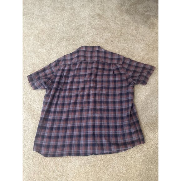 Duluth Trading Shirt Mens 2XL Red Plaid Short Sleeve Button Up Hemp Cotton Blend - Picture 4 of 4